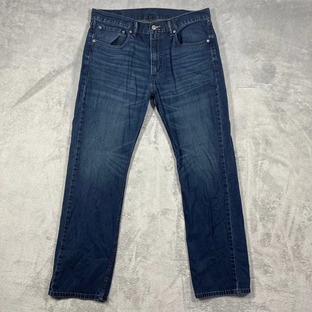 Levi's 505 Jeans Men 36(34)x34(31) Dark Wash Blue Straight Leg Denim Pants